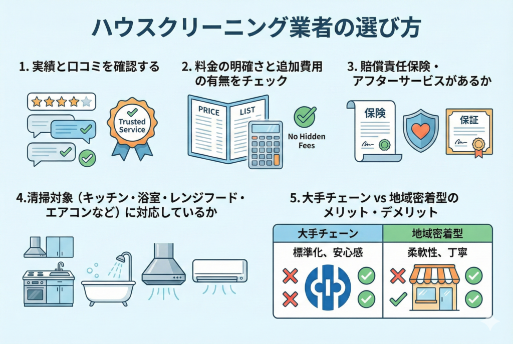 失敗しないハウスクリーニング業者の選び方