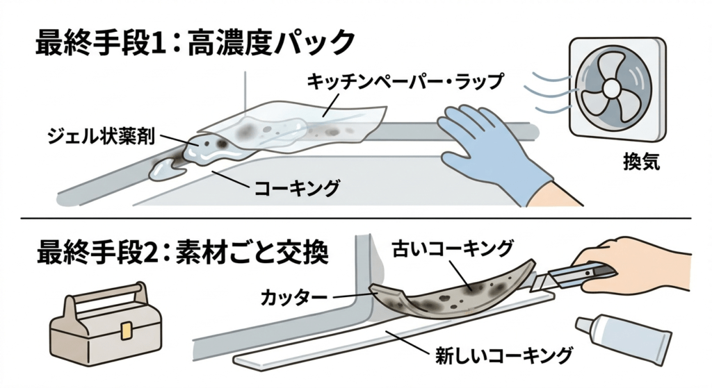 【浴室・洗面台】コーキングやゴムパッキンのカビ除去と交換DIY