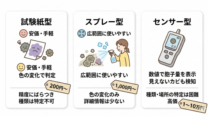 カビチェッカー・カビ検査の種類と特徴を比較