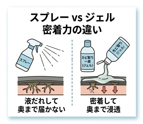 スプレーとジェルの密着力の違い