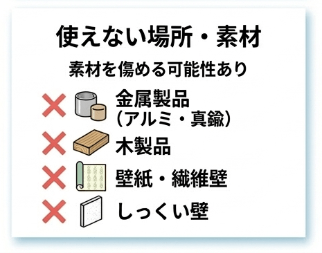 使えない素材・場所