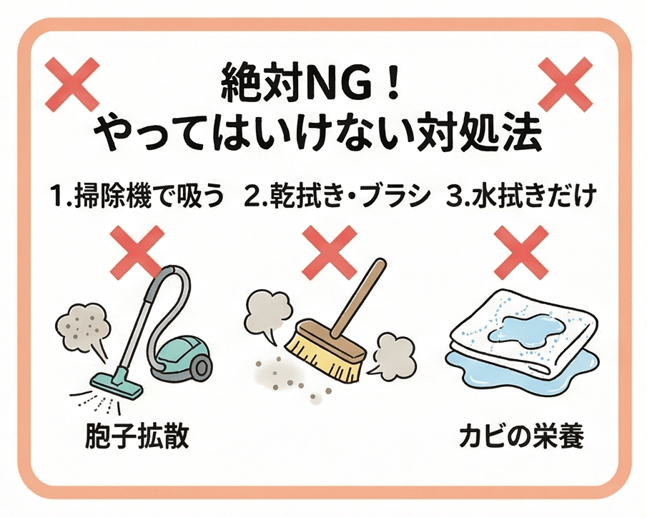 被害が広がるだけ!やってはいけないNGなカビの対処法