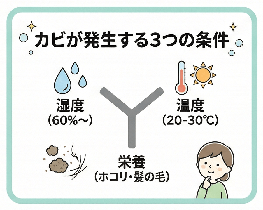 部屋も危険かも?カビが発生する3つの条件