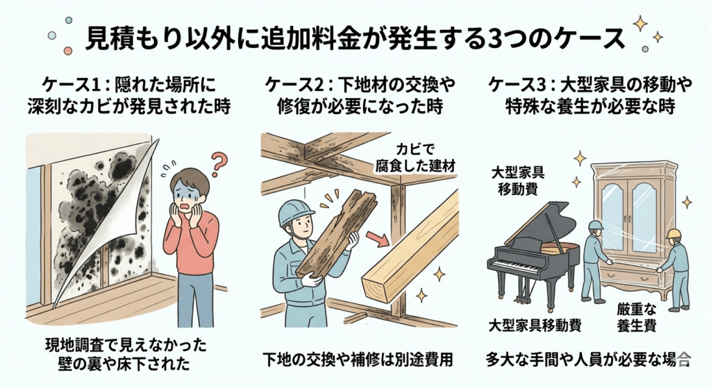 見積もり以外に追加料金が発生する3つのケース