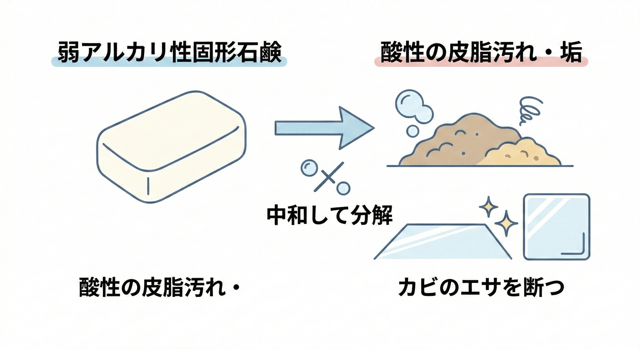 カビ取りに効果的なのは弱アルカリ性の固形石鹸