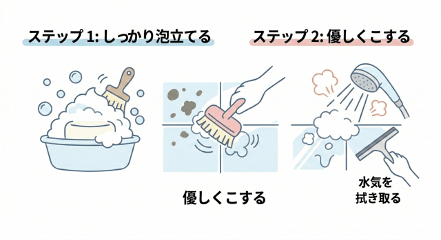 石鹸を使ったカビ取り掃除の3ステップ