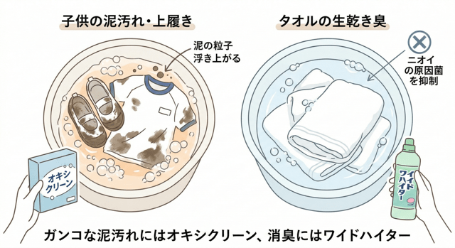 子供のガンコな泥汚れや上履き洗いには？