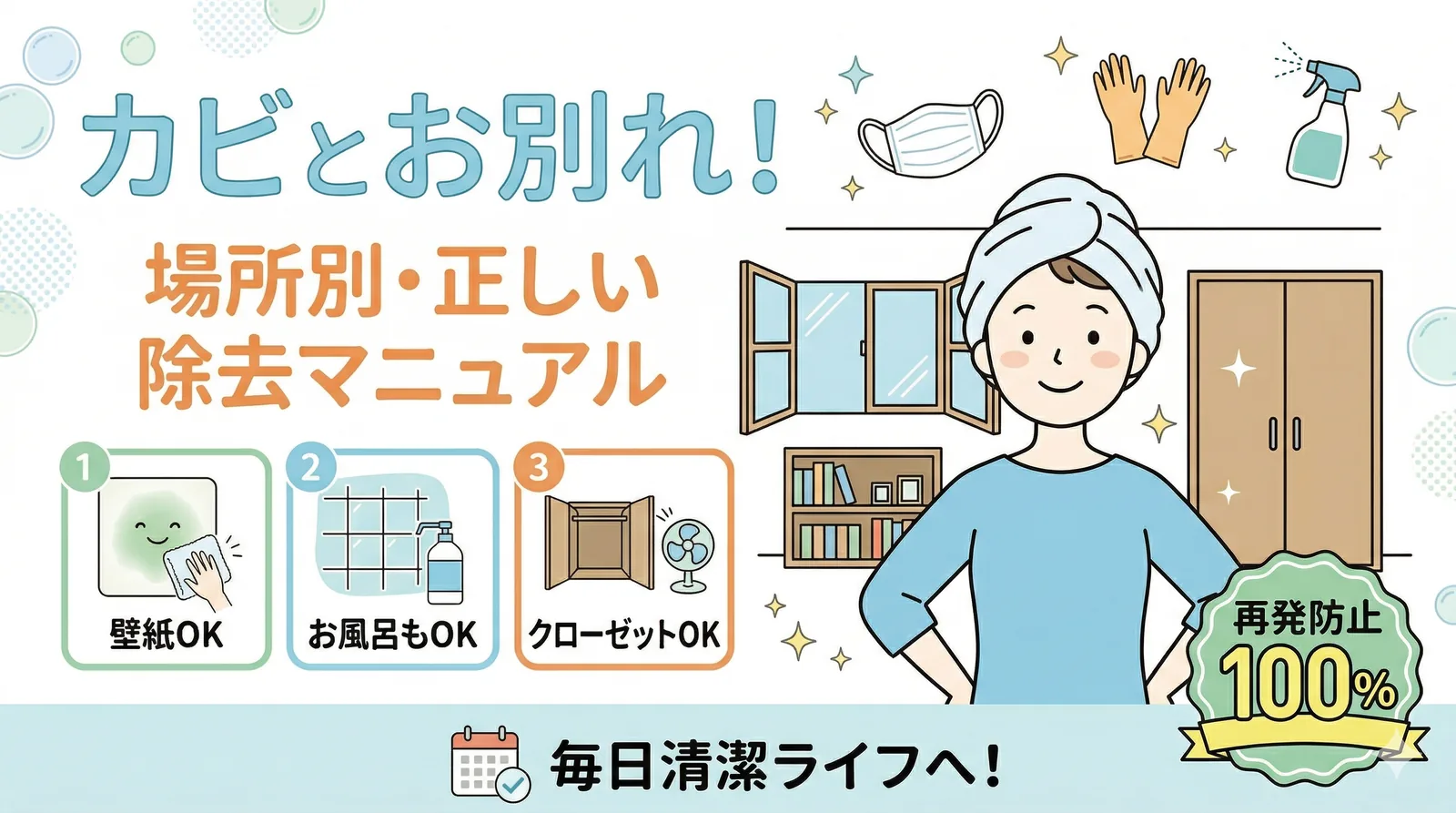 部屋にカビが生えたら原因から根絶。掃除・予防・賃貸の注意点まで網羅